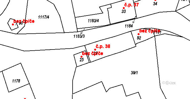 Vranovice 38, Břasy na parcele st. 23 v KÚ Vranovice u Břas, Katastrální mapa