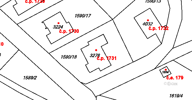 Náchod 1731 na parcele st. 3278 v KÚ Náchod, Katastrální mapa