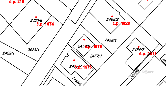 Kuřim 1975 na parcele st. 2457/6 v KÚ Kuřim, Katastrální mapa