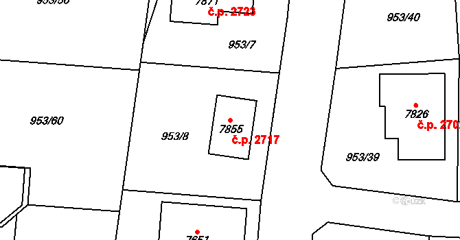 Cheb 2717 na parcele st. 7855 v KÚ Cheb, Katastrální mapa