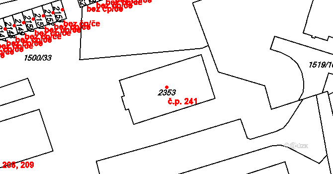 Nádražní Předměstí 241, Český Krumlov na parcele st. 2353 v KÚ Český Krumlov, Katastrální mapa
