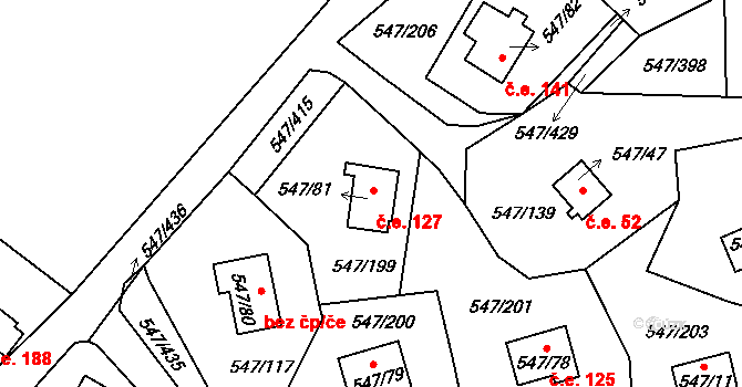 Kovářov 127, Frymburk na parcele st. 547/81 v KÚ Frymburk, Katastrální mapa