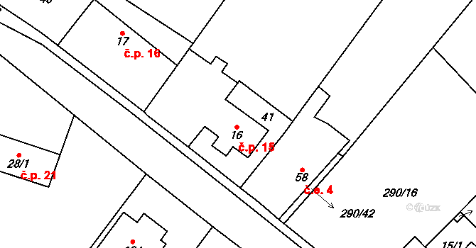 Seč 15 na parcele st. 16 v KÚ Seč u Blovic, Katastrální mapa