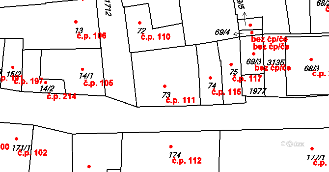 Vodňany I 111, Vodňany na parcele st. 73 v KÚ Vodňany, Katastrální mapa