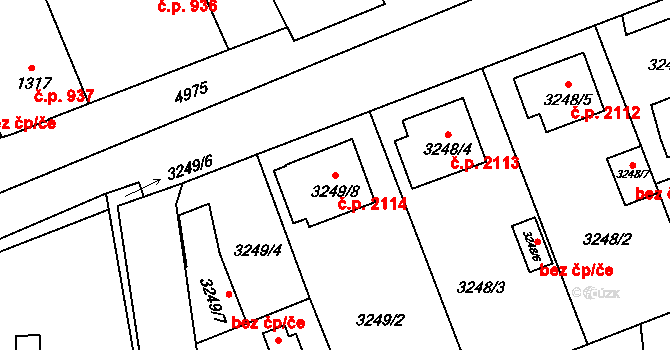 Louny 2114 na parcele st. 3249/8 v KÚ Louny, Katastrální mapa