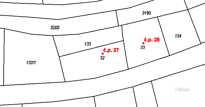 Synkov 27, Synkov-Slemeno na parcele st. 32 v KÚ Synkov, Katastrální mapa