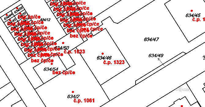 Rychnov nad Kněžnou 1323 na parcele st. 634/46 v KÚ Rychnov nad Kněžnou, Katastrální mapa