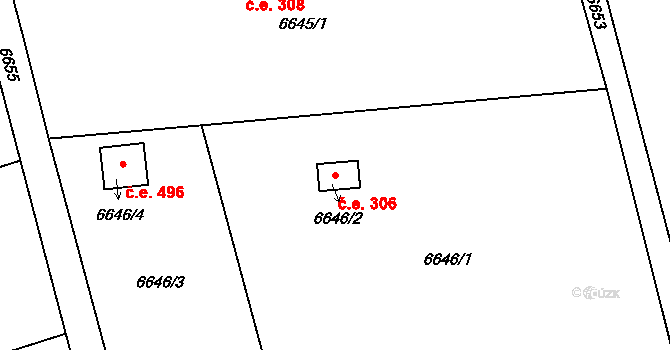 Přerov I-Město 306, Přerov na parcele st. 6646/2 v KÚ Přerov, Katastrální mapa