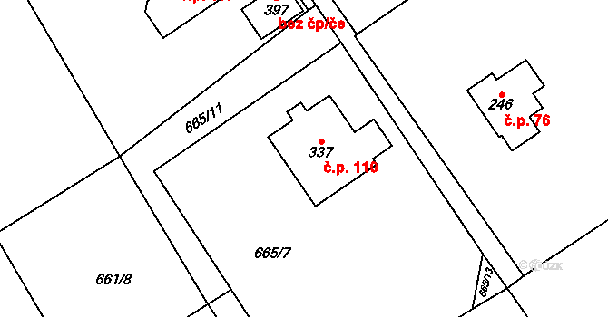 Žernovka 110, Mukařov na parcele st. 337 v KÚ Žernovka, Katastrální mapa