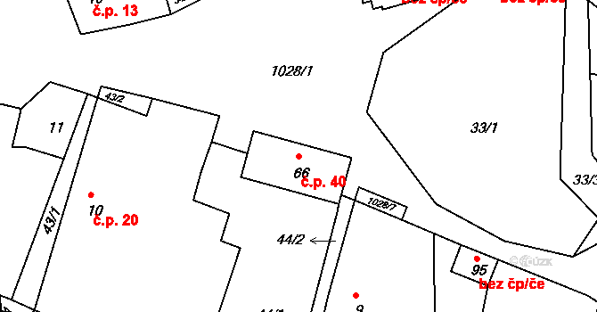 Sumrakov 40, Studená na parcele st. 66 v KÚ Sumrakov, Katastrální mapa