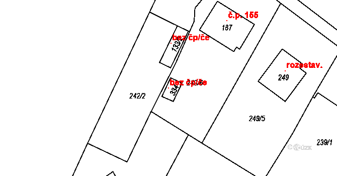 Kovanice 147503507 na parcele st. 334 v KÚ Kovanice, Katastrální mapa