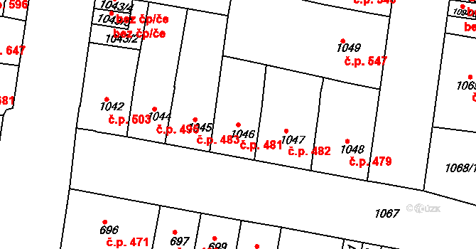 Předměstí 481, Moravská Třebová na parcele st. 1046 v KÚ Moravská Třebová, Katastrální mapa