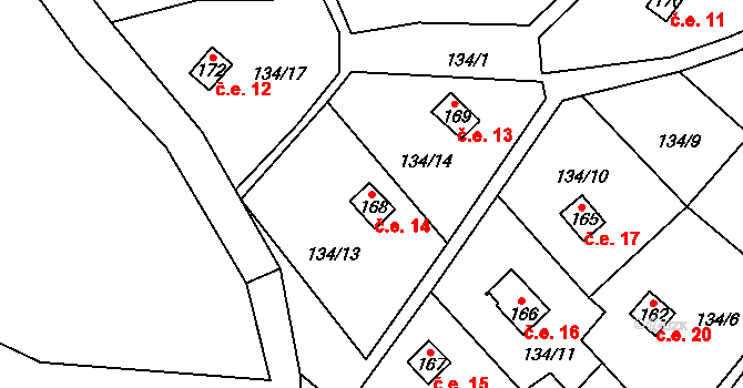 Břevenec 14, Šumvald na parcele st. 168 v KÚ Břevenec, Katastrální mapa
