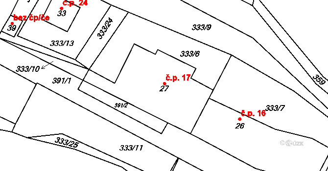Nechalov 17, Drevníky na parcele st. 27 v KÚ Nechalov, Katastrální mapa