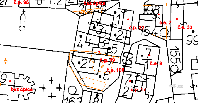 Ředhošť 19, Mšené-lázně na parcele st. 5 v KÚ Ředhošť, Katastrální mapa