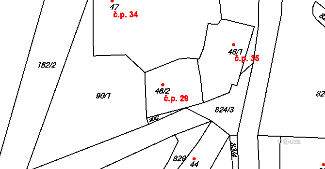 Libošovice 29 na parcele st. 46/2 v KÚ Libošovice, Katastrální mapa