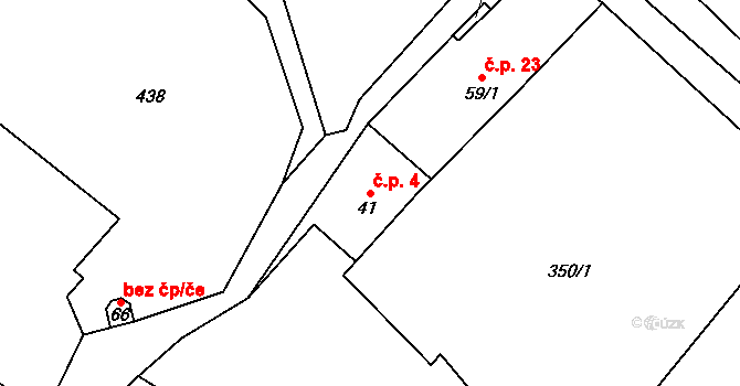 Tažovická Lhota 4, Volenice na parcele st. 41 v KÚ Tažovice, Katastrální mapa