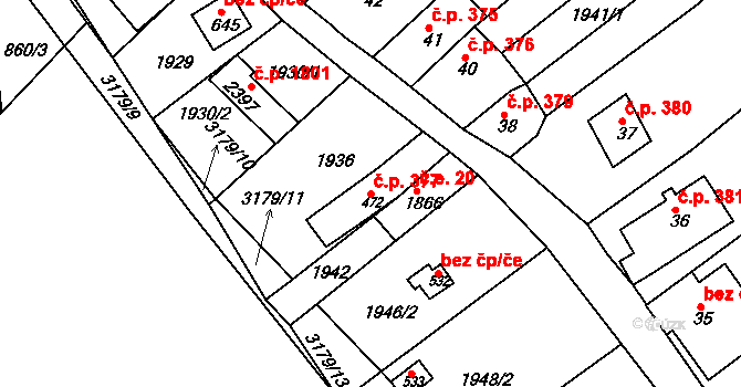 Mařatice 377, Uherské Hradiště na parcele st. 472 v KÚ Mařatice, Katastrální mapa