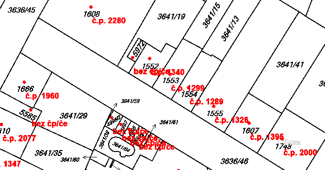 Břeclav 1299 na parcele st. 1553 v KÚ Břeclav, Katastrální mapa