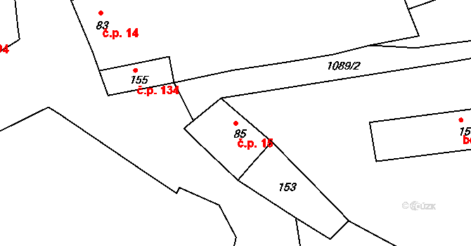 Chožov 15 na parcele st. 85 v KÚ Chožov, Katastrální mapa