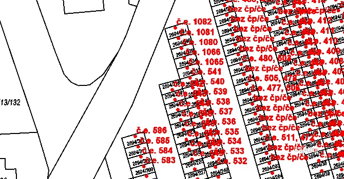 Pelhřimov 542 na parcele st. 2694/218 v KÚ Pelhřimov, Katastrální mapa