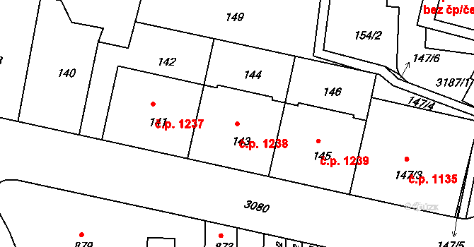 Nusle 1238, Praha na parcele st. 143 v KÚ Nusle, Katastrální mapa