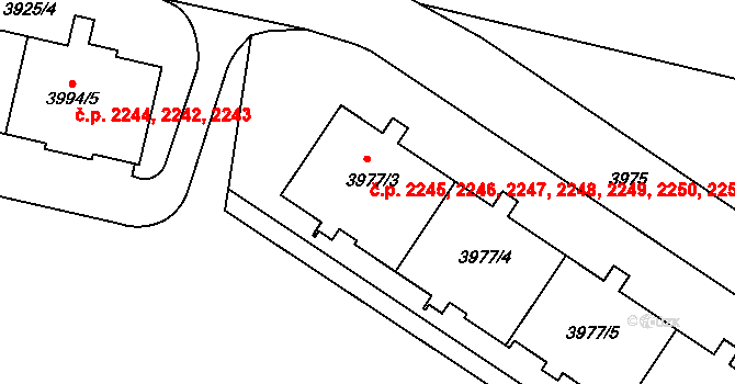 Strašnice 2245,2246,2247,2248,, Praha na parcele st. 3977/3 v KÚ Strašnice, Katastrální mapa