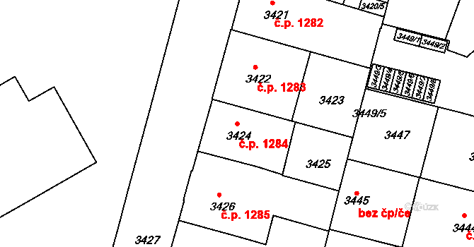 České Budějovice 3 1284, České Budějovice na parcele st. 3424 v KÚ České Budějovice 3, Katastrální mapa