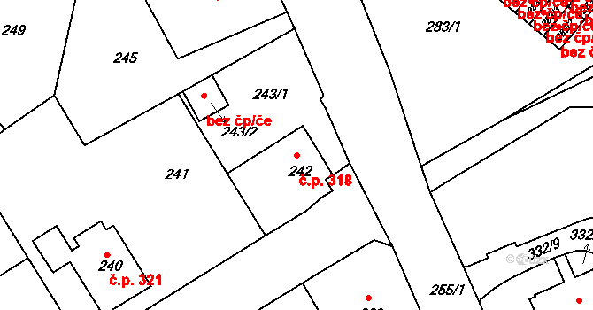 Liberec XI-Růžodol I 318, Liberec na parcele st. 242 v KÚ Růžodol I, Katastrální mapa