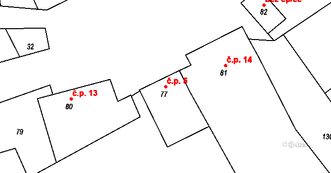 Plinkout 5, Dlouhá Loučka na parcele st. 77 v KÚ Plinkout, Katastrální mapa
