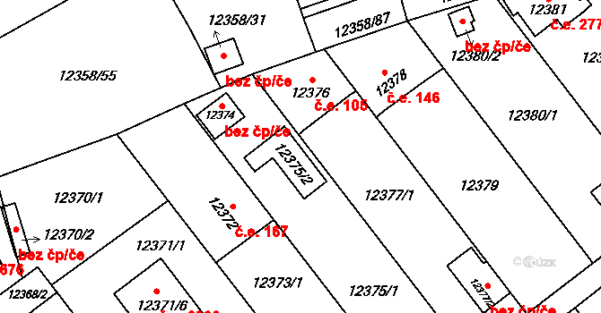 Severní Předměstí 176, Plzeň na parcele st. 12375/2 v KÚ Plzeň, Katastrální mapa