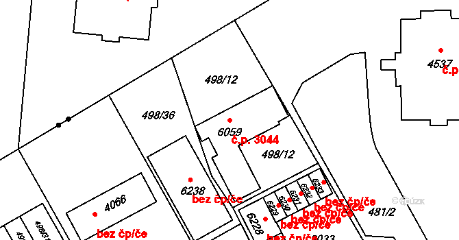 Šumperk 3044 na parcele st. 6059 v KÚ Šumperk, Katastrální mapa
