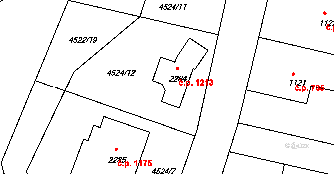 Vizovice 1213 na parcele st. 2284 v KÚ Vizovice, Katastrální mapa