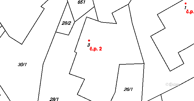Broumovice 2, Neustupov na parcele st. 3 v KÚ Broumovice, Katastrální mapa