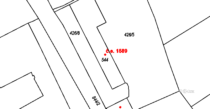 Děčín XXVII-Březiny 1589, Děčín na parcele st. 544 v KÚ Březiny u Děčína, Katastrální mapa