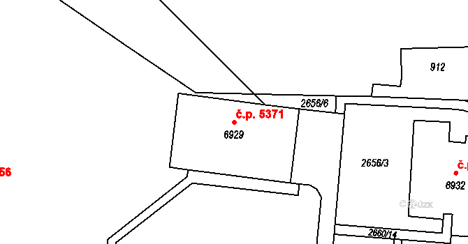 Zlín 5371 na parcele st. 6929 v KÚ Zlín, Katastrální mapa