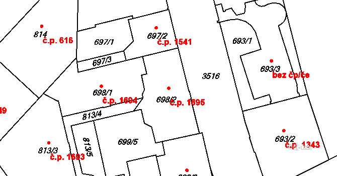 Moravská Ostrava 1695, Ostrava na parcele st. 698/2 v KÚ Moravská Ostrava, Katastrální mapa