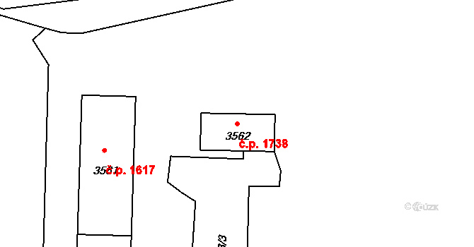 Poruba 1738, Ostrava na parcele st. 3562 v KÚ Poruba-sever, Katastrální mapa