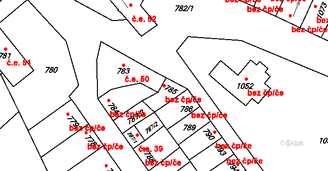 Mikulčice 38905507 na parcele st. 785 v KÚ Mikulčice, Katastrální mapa
