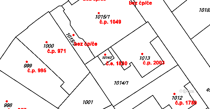 Teplice 1830 na parcele st. 1014/2 v KÚ Teplice, Katastrální mapa