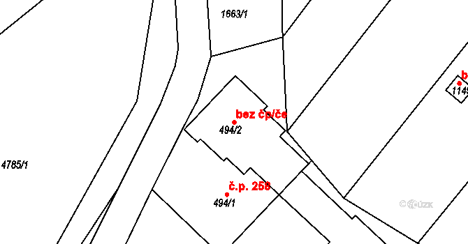 Slavonice 42312507 na parcele st. 494/2 v KÚ Slavonice, Katastrální mapa