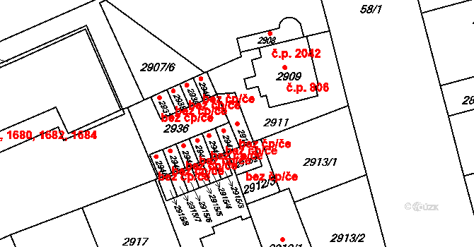Brno 43168507 na parcele st. 2910 v KÚ Černá Pole, Katastrální mapa