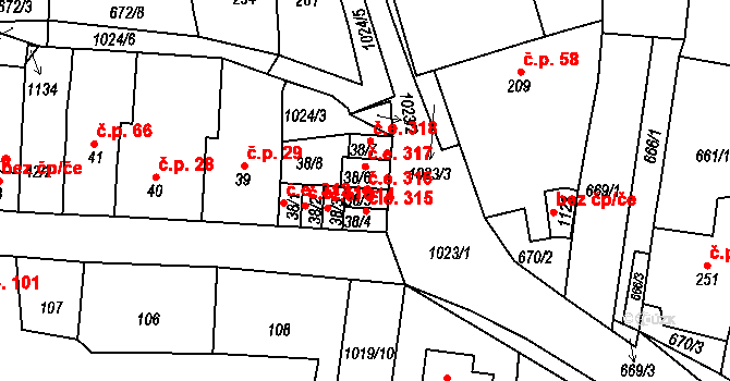 Krupka 43203507 na parcele st. 38/5 v KÚ Bohosudov, Katastrální mapa