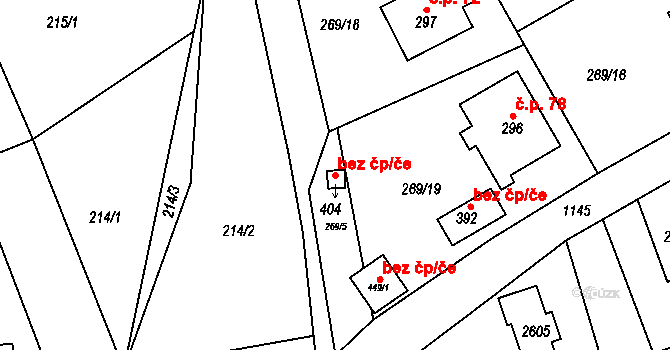 Mírová pod Kozákovem 48434507 na parcele st. 404 v KÚ Bělá u Turnova, Katastrální mapa