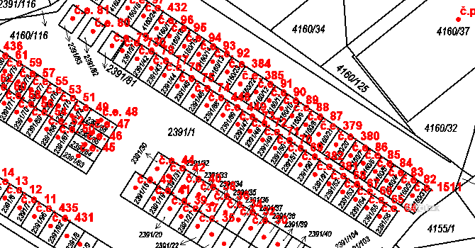 Jindřichův Hradec II 73, Jindřichův Hradec na parcele st. 2391/47 v KÚ Jindřichův Hradec, Katastrální mapa