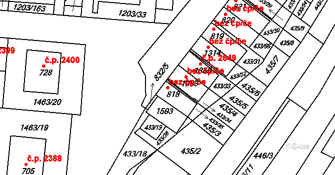Kyjov 49348507 na parcele st. 818 v KÚ Nětčice u Kyjova, Katastrální mapa