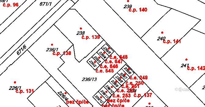 Český Těšín 647 na parcele st. 236/4 v KÚ Český Těšín, Katastrální mapa