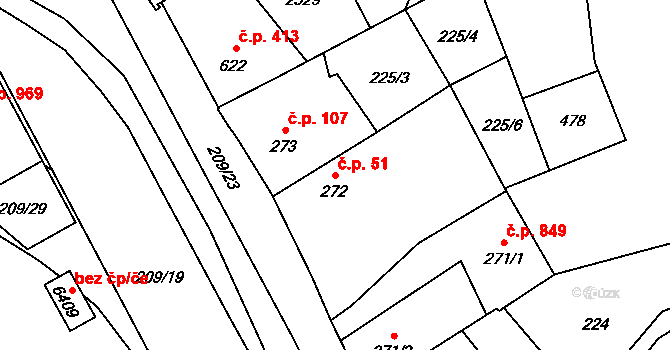 Beroun-Závodí 51, Beroun na parcele st. 272 v KÚ Beroun, Katastrální mapa