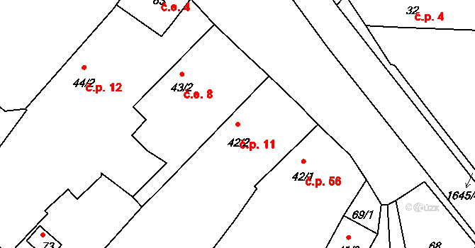 Černíkov 11 na parcele st. 42/2 v KÚ Černíkov, Katastrální mapa