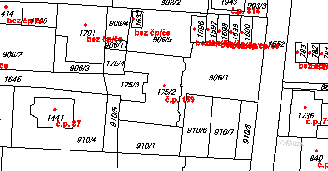 Holýšov 159 na parcele st. 175/2 v KÚ Holýšov, Katastrální mapa